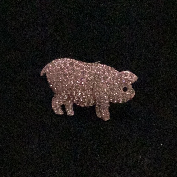 New - Pink Rhinestone Pig Pin 2”X1” - Picture 4 of 5